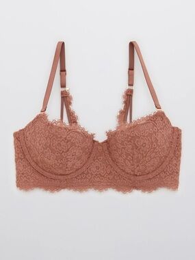 Aerie Real Power Balconette Lightly Lined Eyelash Lace Bra